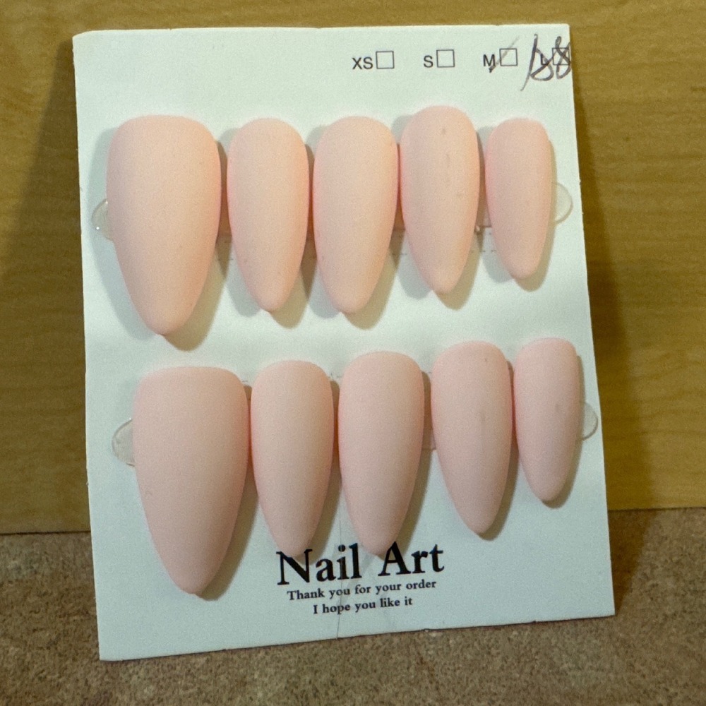Matte Baby Pink Almond Press On Nails Set Size Medium